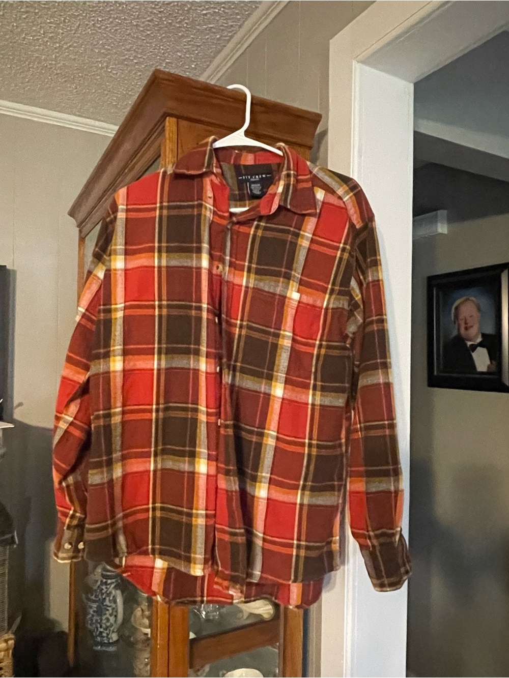 Men's Red & Brown Plaid Flannel Shirt